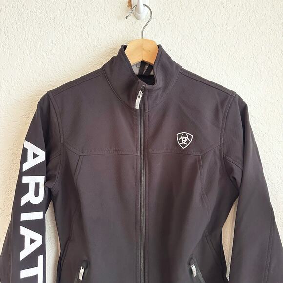 Ariat Womens New Team Softshell Jacket Small Black Full Zip Equestrian Riding - Picture 2 of 8